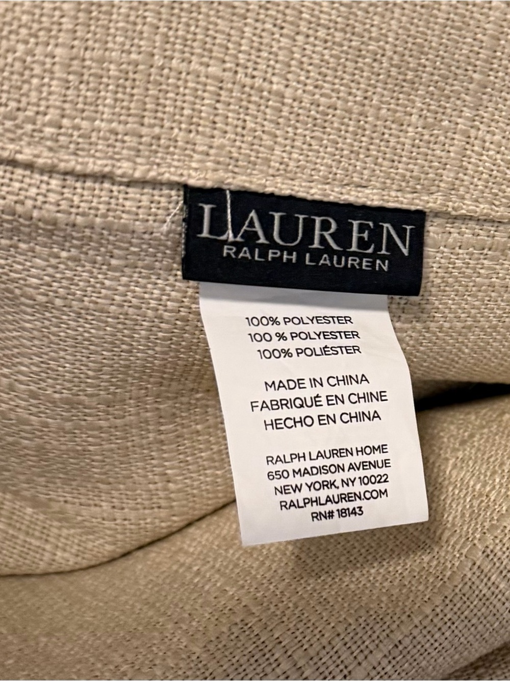 Ralph Lauren linen look beige shower curtain